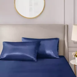Kirklands Home Navy Satin King 2-pc. Pillow Case Set Blue Outlet