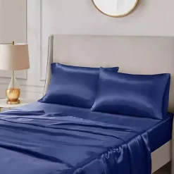 Kirklands Home Navy Satin King 2-pc. Pillow Case Set Blue Outlet