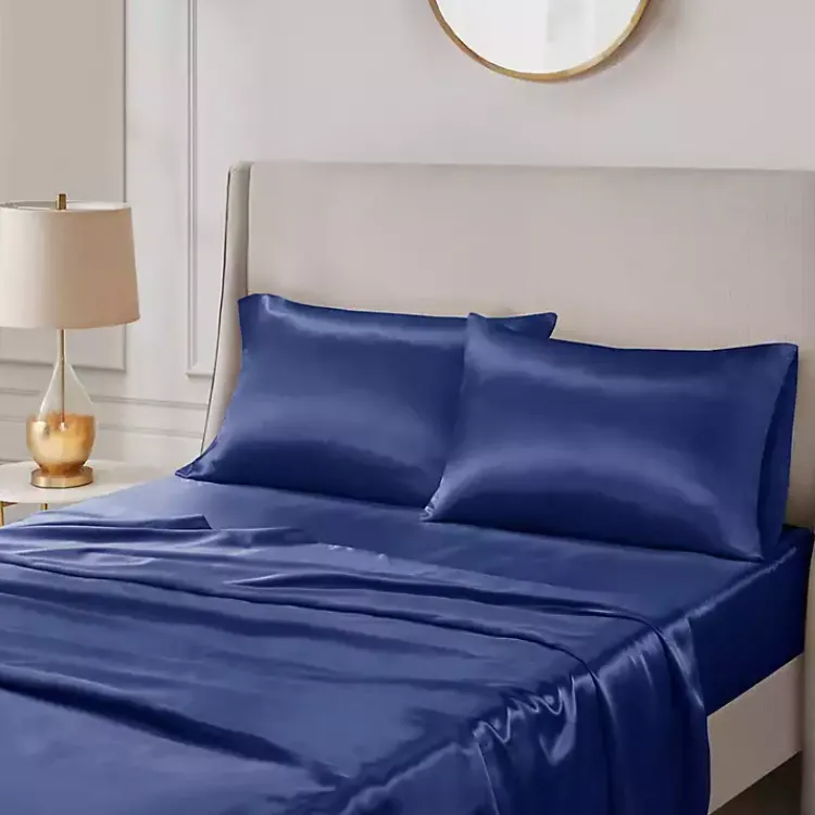 Kirklands Home Navy Satin Standard 2-pc. Pillow Case Set Blue
