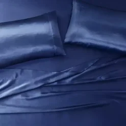 Kirklands Home Navy Satin Standard 2-pc. Pillow Case Set Blue