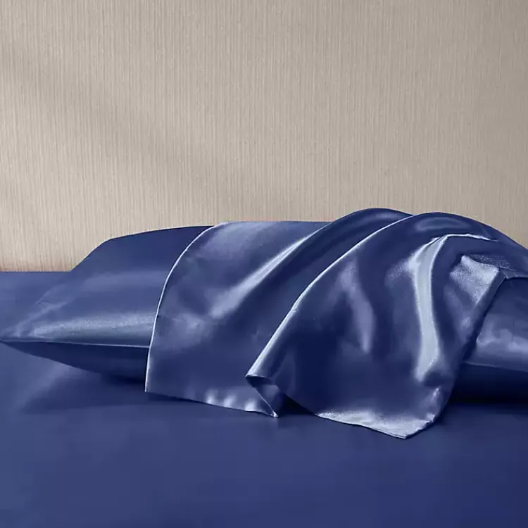 Kirklands Home Navy Satin Standard 2-pc. Pillow Case Set Blue
