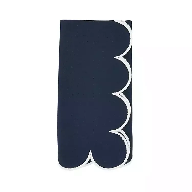 Kirklands Home Navy Scalloped Edge Napkins, Set of 4 Blue