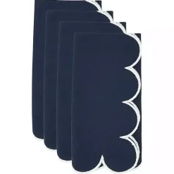 Kirklands Home Navy Scalloped Edge Napkins, Set of 4 Blue