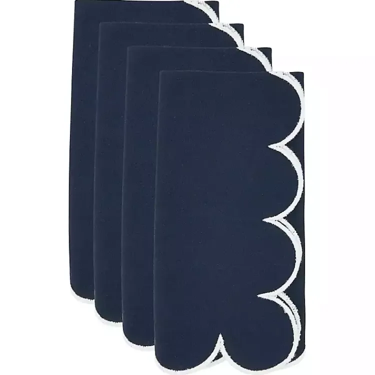 Kirklands Home Navy Scalloped Edge Napkins, Set of 4 Blue