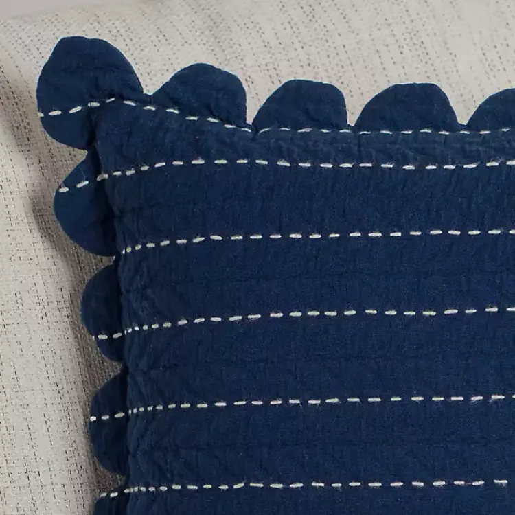 Pillows>Kirklands Home Navy Scalloped Edge Pillow Blue