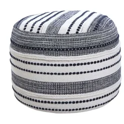 Poufs & Floor Cushions>Kirklands Home Navy Seaside Textured Stripe Pouf