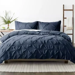 Kirklands Home Navy Soft Pinched 3-Pc. King Duvet Cover Set Blue Discount