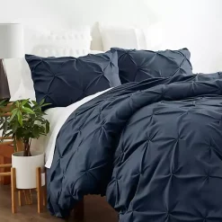 Kirklands Home Navy Soft Pinched 3-pc. Twin Duvet Cover Set Blue New