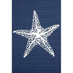 Kirklands Home Navy Starfish Hooked Indoor/Outdoor Area Rug, 5x8 Clearance