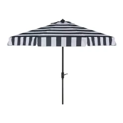 Kirklands Home Navy Stripe Auto Tilt 9 ft. Outdoor Umbrella Blue New
