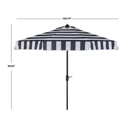 Kirklands Home Navy Stripe Auto Tilt 9 ft. Outdoor Umbrella Blue New
