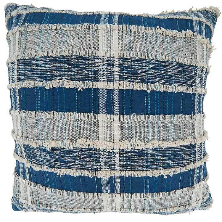 Pillows>Kirklands Home Navy Striped Woven Cotton Pillow, 22 in. Blue