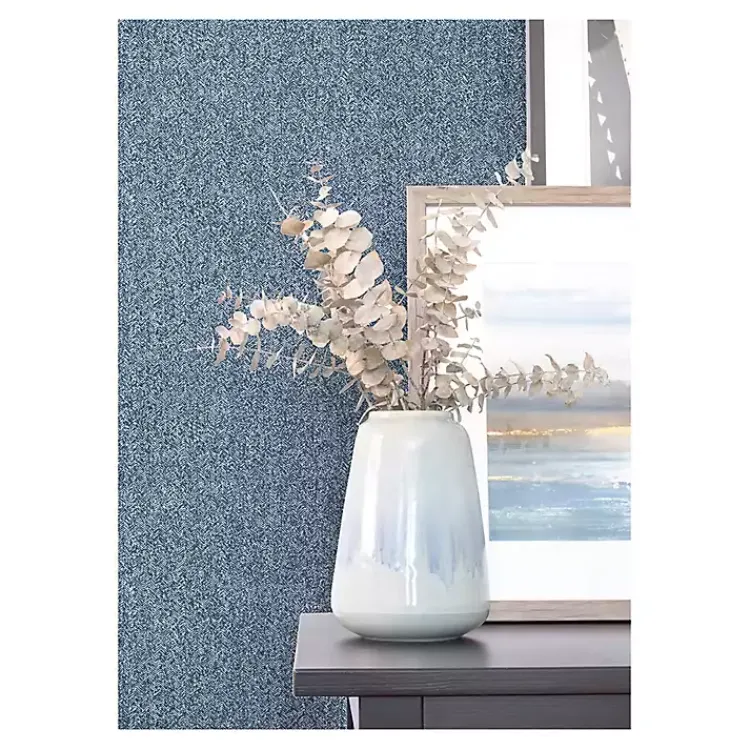 Kirklands Home Navy Textured Cross Woven Peel & Stick Wallpaper Blue Hot