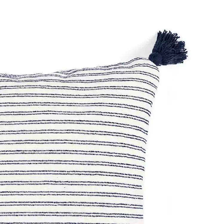 Pillows>Kirklands Home Navy Thin Woven Stripe Tassel Pillow
