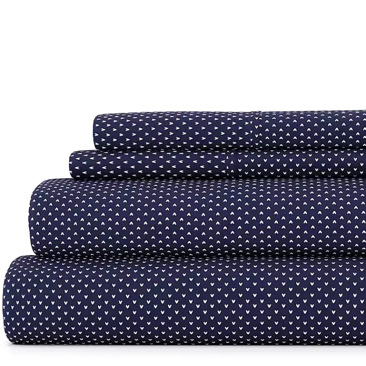 Kirklands Home Navy Tiny Hearts 3-pc. Twin Sheet Set Blue Sale
