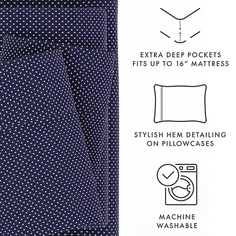 Kirklands Home Navy Tiny Hearts 3-pc. Twin Sheet Set Blue Sale