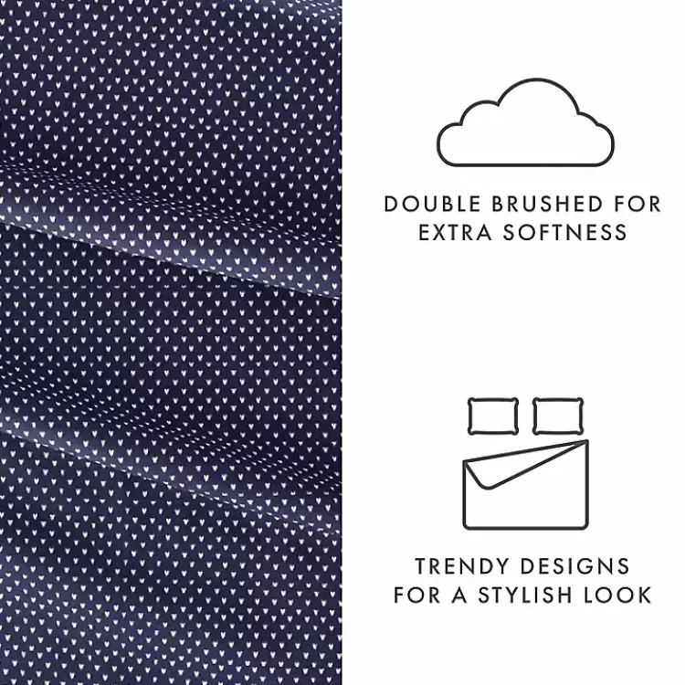 Kirklands Home Navy Tiny Hearts 3-pc. Twin Sheet Set Blue Sale