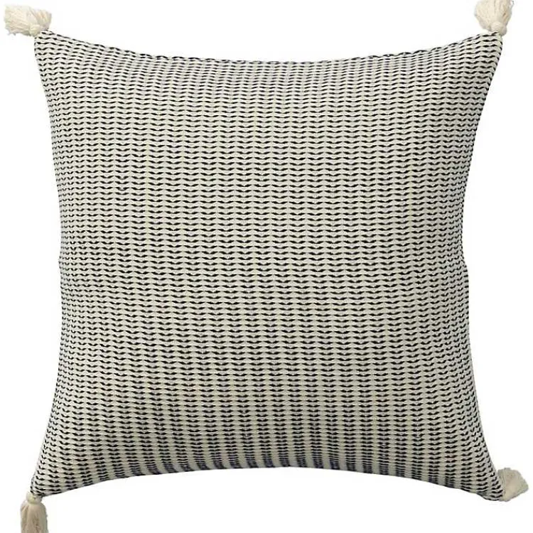 Pillows>Kirklands Home Navy Trapeze Organic Cotton Throw Pillow