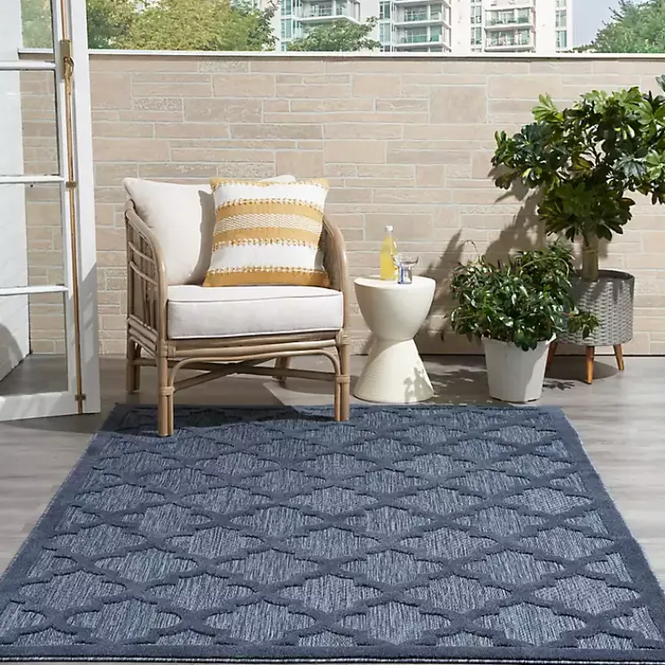 Kirklands Home Navy Trellis Indoor/Outdoor Area Rug, 6x9 Blue