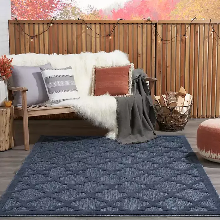 Kirklands Home Navy Trellis Indoor/Outdoor Area Rug, 6x9 Blue