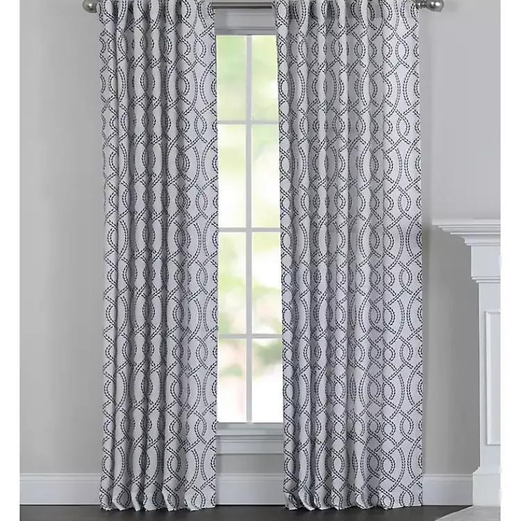 Kirklands Home Navy Trellis Woven Single Curtain Panel, 84 in. Best