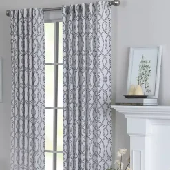 Kirklands Home Navy Trellis Woven Single Curtain Panel, 84 in. Best