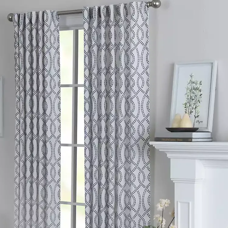 Kirklands Home Navy Trellis Woven Single Curtain Panel, 84 in. Best