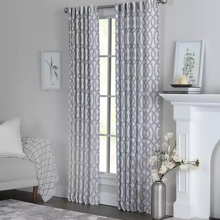 Kirklands Home Navy Trellis Woven Single Curtain Panel, 84 in. Best