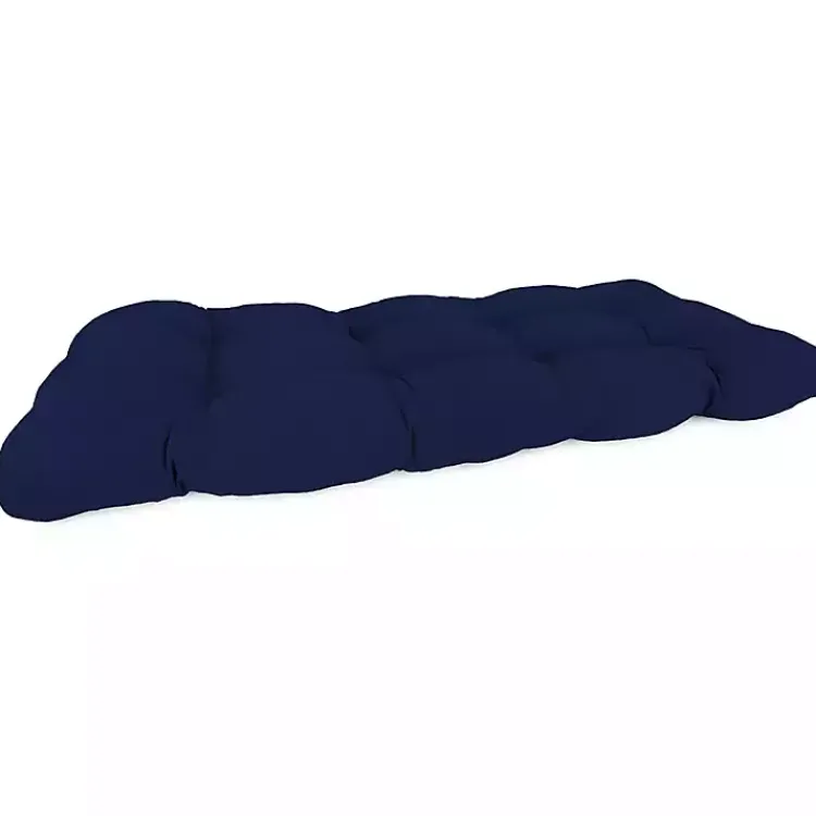 Kirklands Home Navy Tufted Canvas Outdoor Bench Cushion Blue Outlet