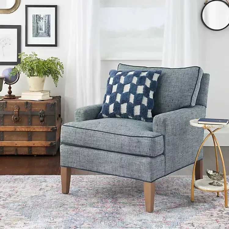 Pillows>Kirklands Home Navy Tufted Diagonal Checkers Throw Pillow Blue