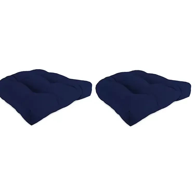 Kirklands Home Navy Tufted Outdoor Chair Cushions, Set of 2 Blue Sale