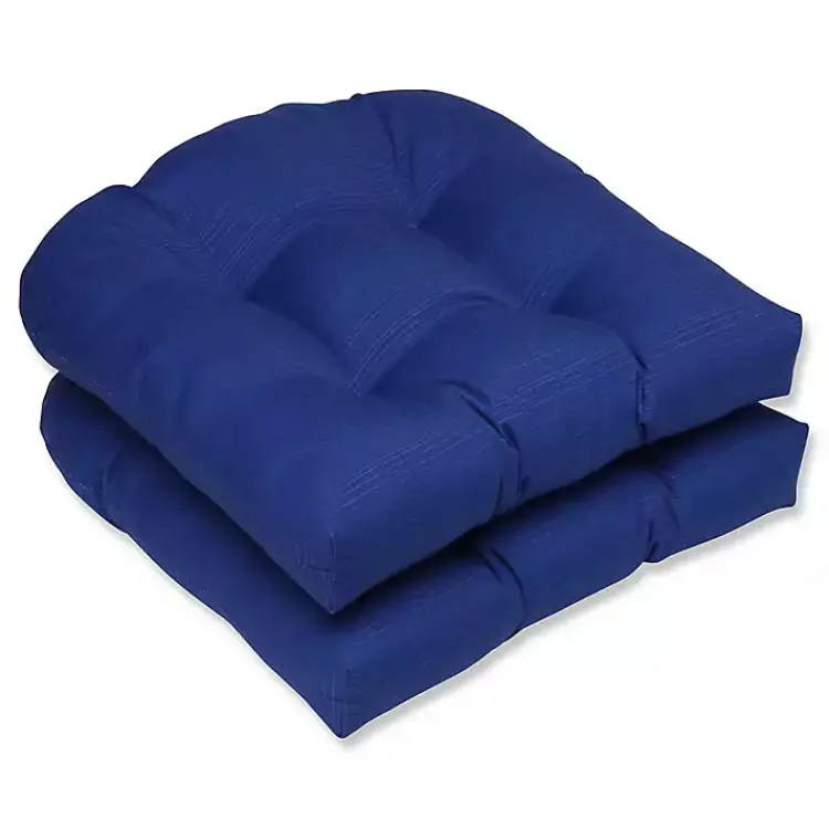 Kirklands Home Navy Tufted Outdoor Wicker Chair Cushion, Set of 2 Blue Online