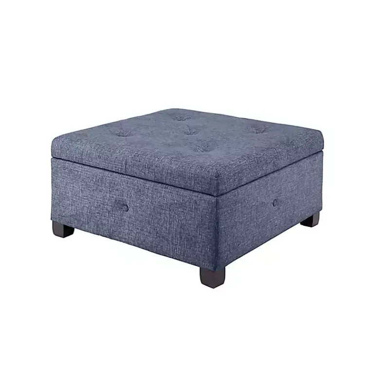 Kirklands Home Navy Tufted Square Storage Ottoman Blue Online