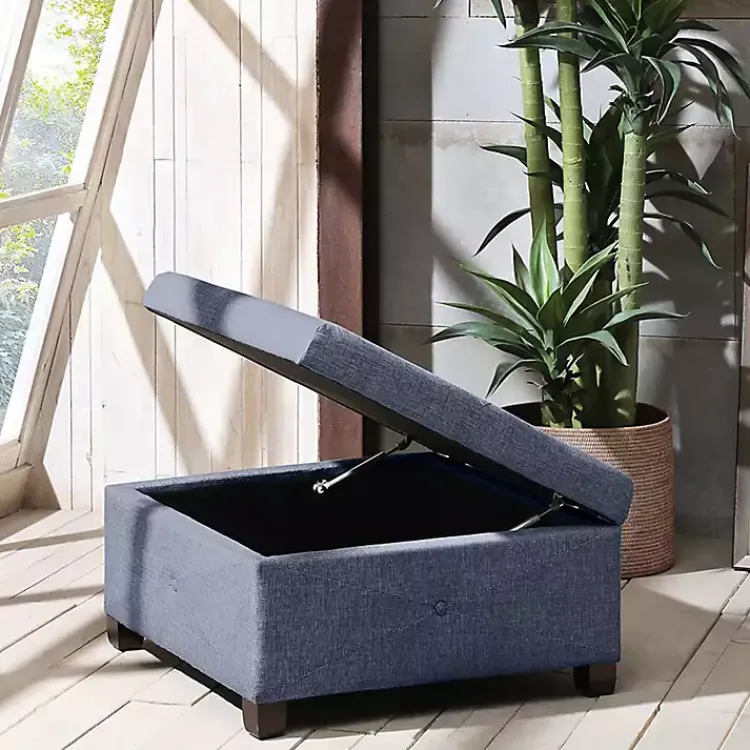 Kirklands Home Navy Tufted Square Storage Ottoman Blue Online