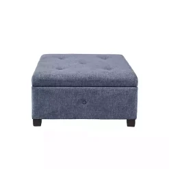 Kirklands Home Navy Tufted Square Storage Ottoman Blue Online