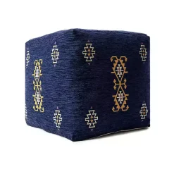 Poufs & Floor Cushions>Kirklands Home Navy Turkish Motifs Ultra-Soft Pouf Blue