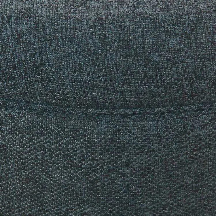 Kirklands Home Navy Upholstered Round Storage Ottoman Blue