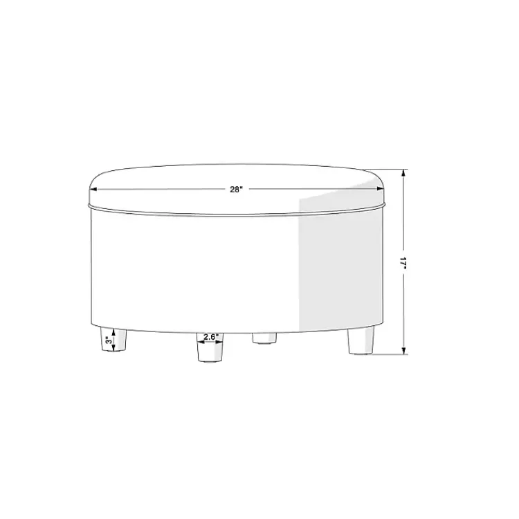Kirklands Home Navy Upholstered Round Storage Ottoman Blue