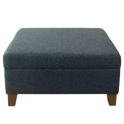 Kirklands Home Navy Upholstered Square Storage Ottoman Blue Sale