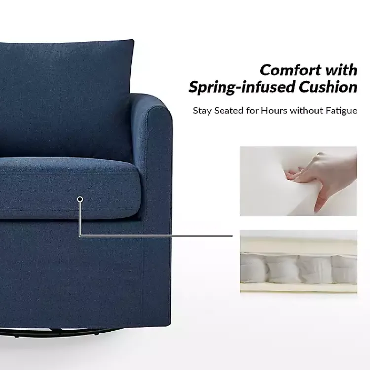Kirklands Home Navy Upholstered Vasser Slipcover Swivel Chair Blue Outlet