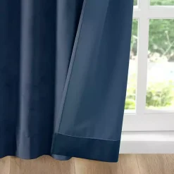 Kirklands Home Navy Velvet Greta Curtain Panel Set, 95 in. Blue Clearance