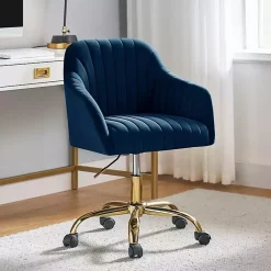 Kirklands Home Navy Velvet Swivel Jacyln Office Chair Blue Online