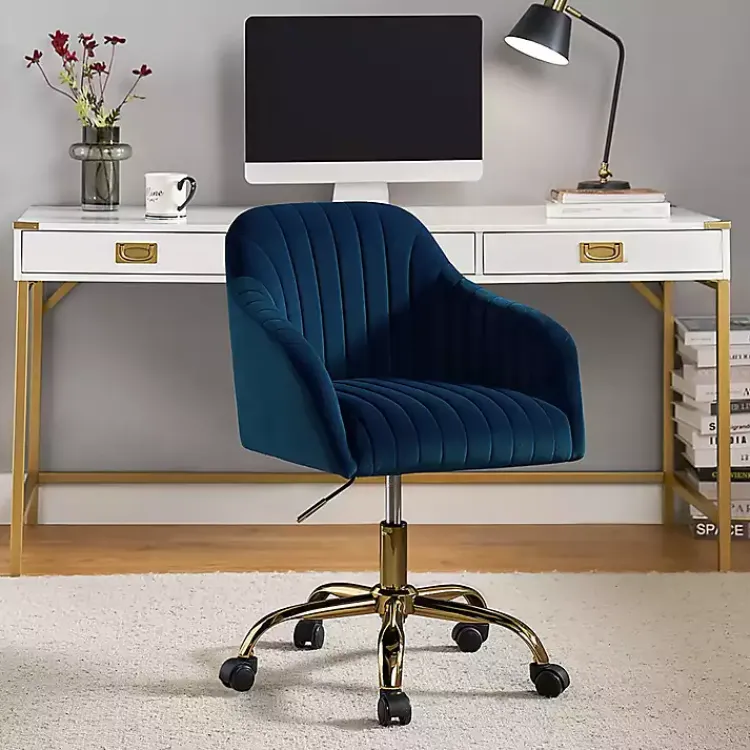 Kirklands Home Navy Velvet Swivel Jacyln Office Chair Blue Online