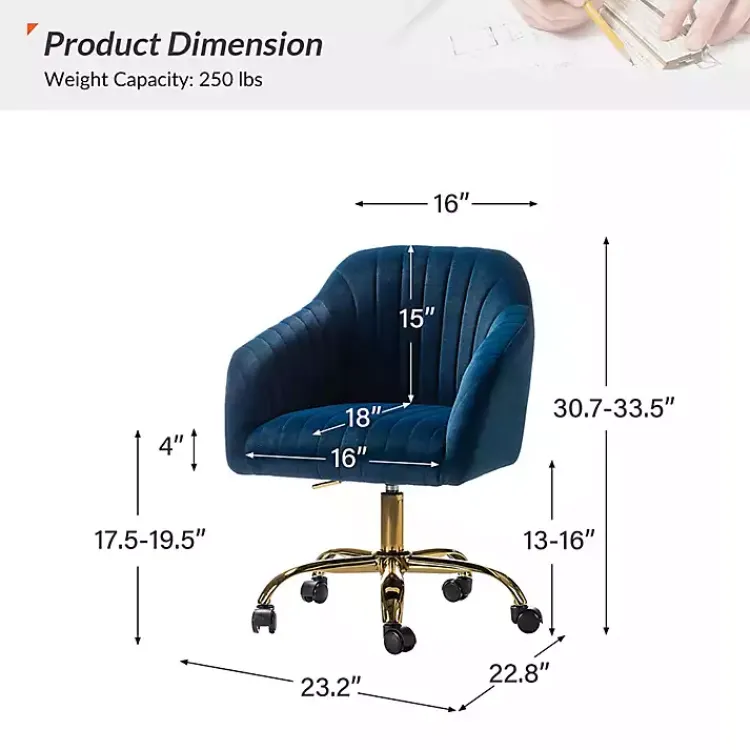 Kirklands Home Navy Velvet Swivel Jacyln Office Chair Blue Online