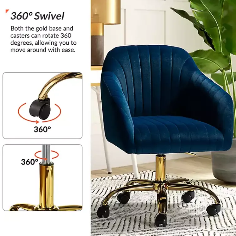 Kirklands Home Navy Velvet Swivel Jacyln Office Chair Blue Online