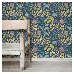 Kirklands Home Navy Vintage Flora Peel & Stick Wallpaper Best
