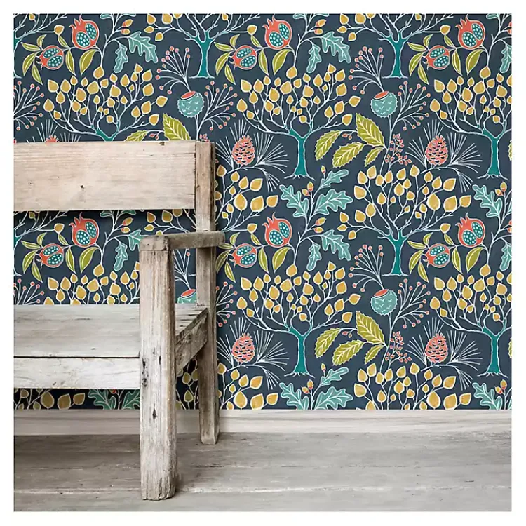 Kirklands Home Navy Vintage Flora Peel & Stick Wallpaper Best