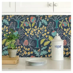 Kirklands Home Navy Vintage Flora Peel & Stick Wallpaper Best