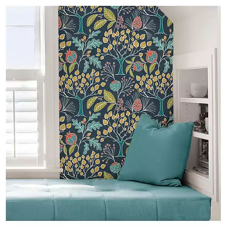 Kirklands Home Navy Vintage Flora Peel & Stick Wallpaper Best