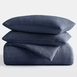 Kirklands Home Navy Waffle Ultra-Soft 3-pc. King Comforter Set Blue New